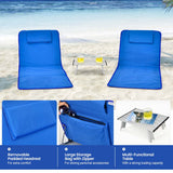 NNECW 2 Adjustable Lounge Chairs with Table for Beach Blue