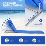 NNECW 2 Adjustable Lounge Chairs with Table for Beach Blue