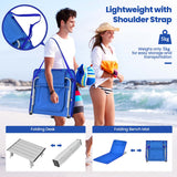 NNECW 2 Adjustable Lounge Chairs with Table for Beach Blue