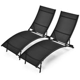 NNECW 2 Pieces Patio Folding Chaise Lounge Chair Recliner for Outdoor