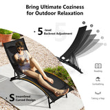 NNECW 2 Pieces Patio Folding Chaise Lounge Chair Recliner for Outdoor