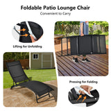 NNECW 2 Pieces Patio Folding Chaise Lounge Chair Recliner for Outdoor
