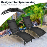 NNECW Foldable Chaise Lounge Chairs with 5-level Adjustable Backrest for Backyard