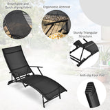 NNECW Foldable Chaise Lounge Chairs with 5-level Adjustable Backrest for Backyard
