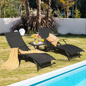 NNECW Foldable Chaise Lounge Chairs with 5-level Adjustable Backrest for Backyard