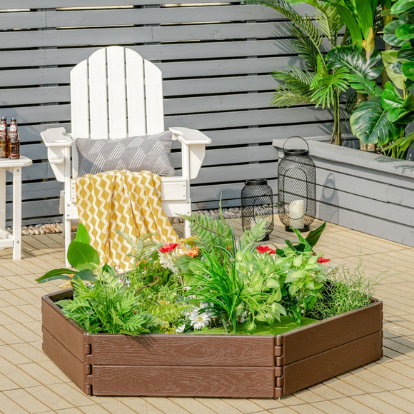NNECW Raised Garden Bed with 2 Configurations of Rectangular and Hexagon