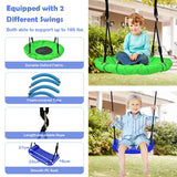 NNECW 5-in-1 Outdoor Backyard Kids Swing Set with A-Shaped Metal Frame