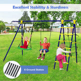 NNECW 5-in-1 Outdoor Backyard Kids Swing Set with A-Shaped Metal Frame