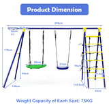 NNECW 5-in-1 Outdoor Backyard Kids Swing Set with A-Shaped Metal Frame