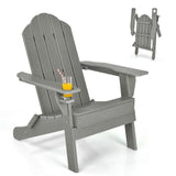 NNECW Folding Adirondack Chair with Cup Holder for Outdoor-Grey