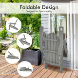 NNECW Folding Adirondack Chair with Cup Holder for Outdoor-Grey