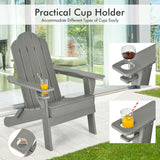 NNECW Folding Adirondack Chair with Cup Holder for Outdoor-Grey