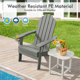NNECW Folding Adirondack Chair with Cup Holder for Outdoor-Grey