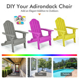 NNECW Folding Adirondack Chair with Cup Holder for Outdoor-Grey