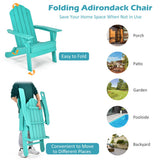 NNECW Folding Adirondack Chair with Cup Holder for Outdoor-Green-2 pieces