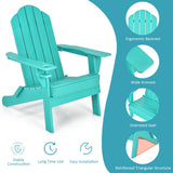 NNECW Folding Adirondack Chair with Cup Holder for Outdoor-Green-2 pieces