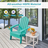NNECW Folding Adirondack Chair with Cup Holder for Outdoor-Green-2 pieces