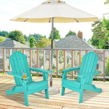 NNECW Folding Adirondack Chair with Cup Holder for Outdoor-Green