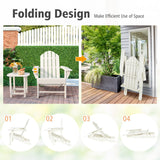 NNECW Folding Adirondack Chair with Cup Holder for Outdoor-White-2 pieces