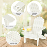 NNECW Folding Adirondack Chair with Cup Holder for Outdoor-White-2 pieces