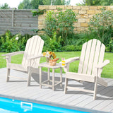 NNECW Folding Adirondack Chair with Cup Holder for Outdoor-White-2 pieces