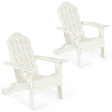 NNECW Folding Adirondack Chair with Cup Holder for Outdoor-White-2 pieces