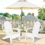 NNECW Folding Adirondack Chair with Cup Holder for Outdoor-White-2 pieces