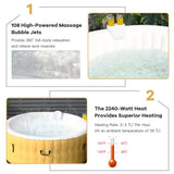 NNECW Yellow Inflatable Hot Tub Spa with Pool Cover for Indoor and Outdoor Use