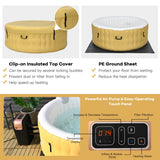 NNECW Yellow Inflatable Hot Tub Spa with Pool Cover for Indoor and Outdoor Use