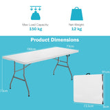 NNECW 180cm Portable Folding Camping Table with 150kg Load Capacity