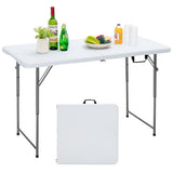 NNECW 120cm Portable Bi-fold Camping Table with 3-Level Height Adjustment & 150kg Load Capacity