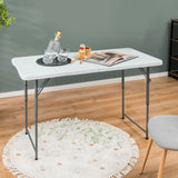 NNECW 120cm Portable Bi-fold Camping Table with 3-Level Height Adjustment & 150kg Load Capacity