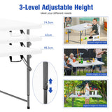 NNECW 120cm Portable Bi-fold Camping Table with 3-Level Height Adjustment & 150kg Load Capacity