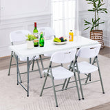 NNECW 120cm Portable Bi-fold Camping Table with 3-Level Height Adjustment & 150kg Load Capacity