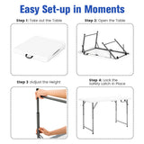 NNECW 120cm Portable Bi-fold Camping Table with 3-Level Height Adjustment & 150kg Load Capacity