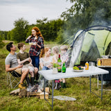 NNECW 120cm Portable Bi-fold Camping Table with 3-Level Height Adjustment & 150kg Load Capacity