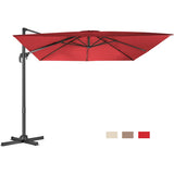 NNECW 360 Rotation 8-Rib Cantilever Umbrella with 3 Tilt Settings for Garden and Cafe-Wine
