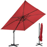 NNECW 360 Rotation 8-Rib Cantilever Umbrella with 3 Tilt Settings for Garden and Cafe-Wine