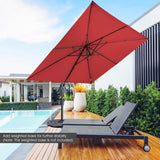 NNECW 360 Rotation 8-Rib Cantilever Umbrella with 3 Tilt Settings for Garden and Cafe-Wine