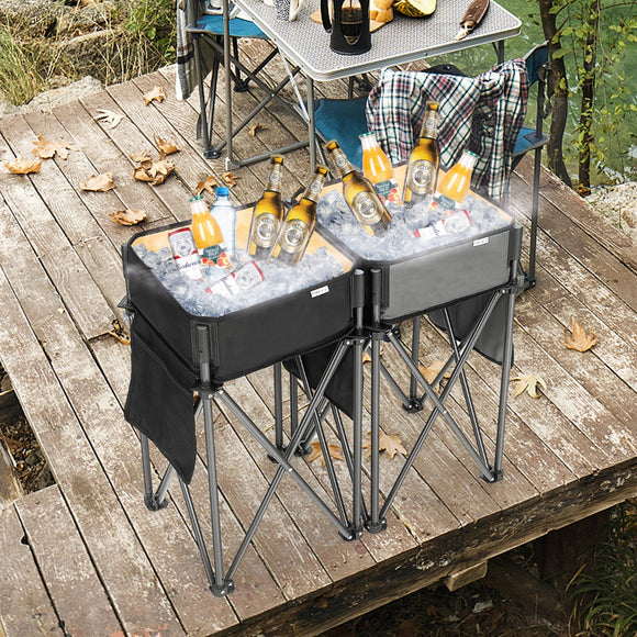 NNECW 2 PCS Folding Camping Tables with Large Capacity Storage Sink for Outdoor