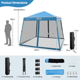 NNECW Instant Pop-up Height-Adjustable Canopy for Patio Camp Beach-Blue