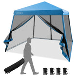 NNECW Instant Pop-up Height-Adjustable Canopy for Patio Camp Beach-Blue