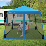 NNECW Instant Pop-up Height-Adjustable Canopy for Patio Camp Beach-Blue