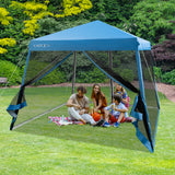 NNECW Instant Pop-up Height-Adjustable Canopy for Patio Camp Beach-Blue