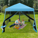NNECW Instant Pop-up Height-Adjustable Canopy for Patio Camp Beach-Blue