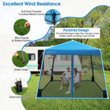 NNECW Instant Pop-up Height-Adjustable Canopy for Patio Camp Beach-Blue