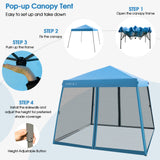 NNECW Instant Pop-up Height-Adjustable Canopy for Patio Camp Beach-Blue