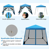 NNECW Instant Pop-up Height-Adjustable Canopy for Patio Camp Beach-Blue