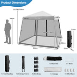NNECW Instant Pop-up Height-Adjustable Canopy for Patio Camp Beach-Grey