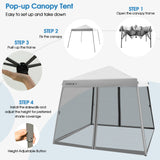 NNECW Instant Pop-up Height-Adjustable Canopy for Patio Camp Beach-Grey